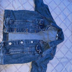 Size small , Jean jacket , has a couple rip but very very small
